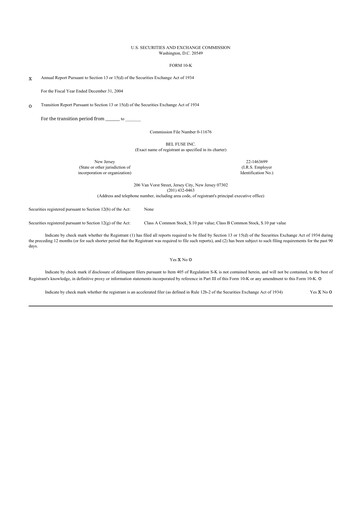 Vorschaubild Bel Fuse 10-K Jahresbericht 