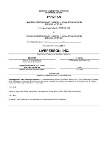 Thumbnail LivePerson 10-Q Quarterly Report FY 