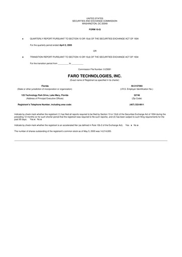 Thumbnail Faro Technologies
 10-Q Quarterly Report FY 