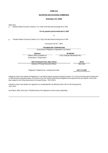 Thumbnail Middleby 10-Q Quarterly Report FY 