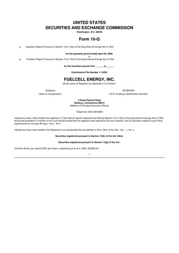 Thumbnail FuelCell Energy
 10-Q Quarterly Report FY 