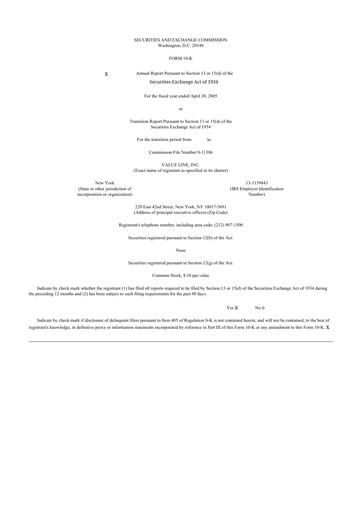 Thumbnail Value Line 10-K Annual Report 