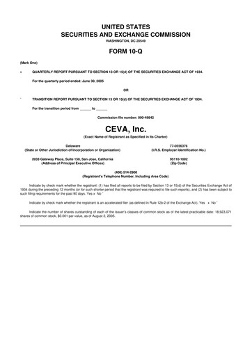 Vorschaubild CEVA
 10-Q Quartalsbericht  