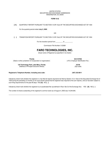 Thumbnail Faro Technologies
 10-Q Quarterly Report FY 