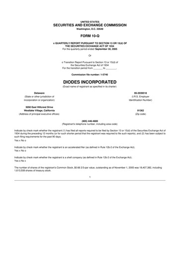 Miniature Diodes Incorporated 10-Q Rapport trimestriel  