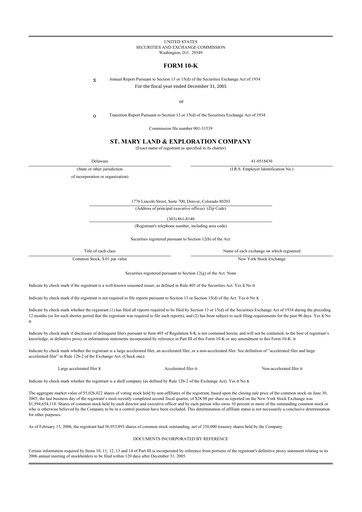 Thumbnail SM Energy
 10-K Annual Report 