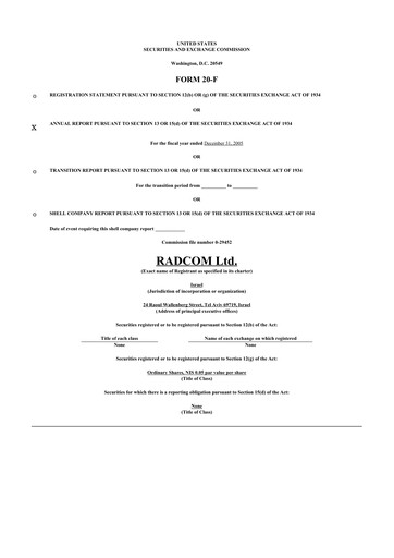 Thumbnail RADCOM 20-F Annual Report 