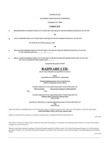 Thumbnail Radware 20-F Annual Report 