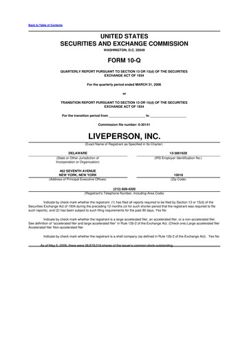 Thumbnail LivePerson 10-Q Quarterly Report FY 