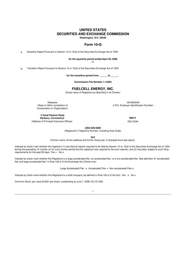 Thumbnail FuelCell Energy
 10-Q Quarterly Report FY 