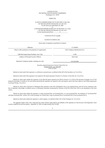 Thumbnail Nathan's Famous 10-K Annual Report 