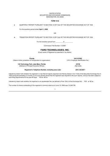 Thumbnail Faro Technologies
 10-Q Quarterly Report FY 