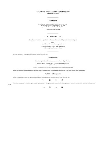 Thumbnail Elbit Systems
 20-F Annual Report 