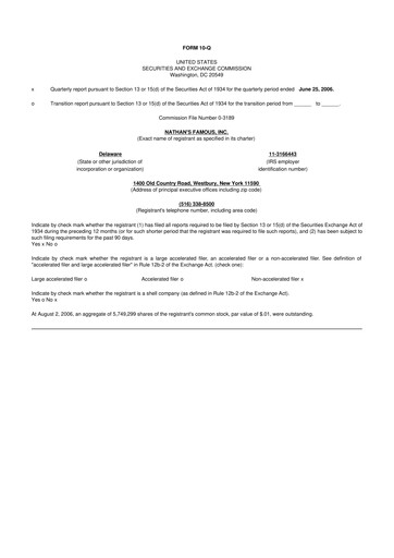 Miniature Nathan's Famous 10-Q Rapport trimestriel  
