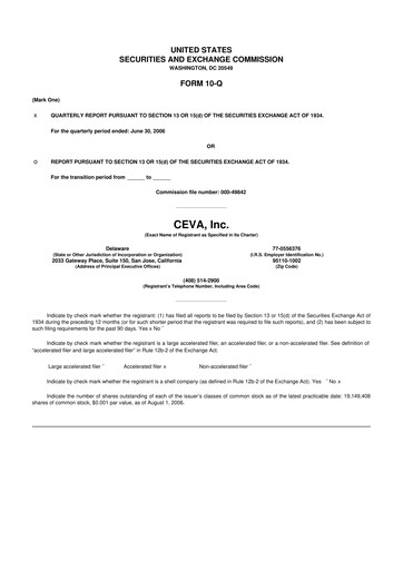 Vorschaubild CEVA
 10-Q Quartalsbericht  