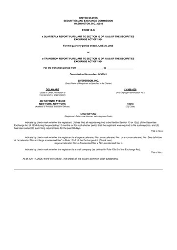 Thumbnail LivePerson 10-Q Quarterly Report FY 