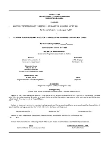 Thumbnail Helen of Troy 10-Q Quarterly Report FY 