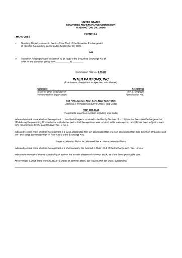 Thumbnail Interparfums 10-Q Quarterly Report FY 