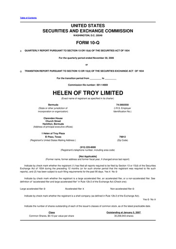 Thumbnail Helen of Troy 10-Q Quarterly Report FY 