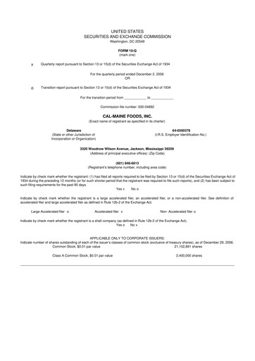 Thumbnail Cal-Maine Foods 10-Q Quarterly Report FY 