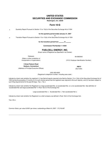 Thumbnail FuelCell Energy
 10-Q Quarterly Report FY 