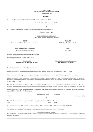 Thumbnail Middleby 10-K Annual Report 