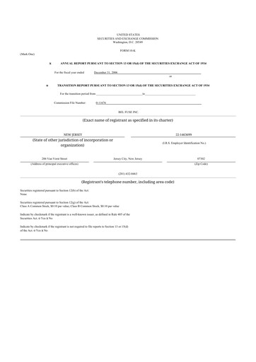 Vorschaubild Bel Fuse 10-K Jahresbericht 