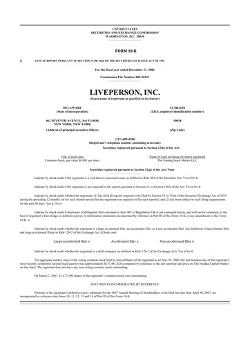 Thumbnail LivePerson 10-K Annual Report 
