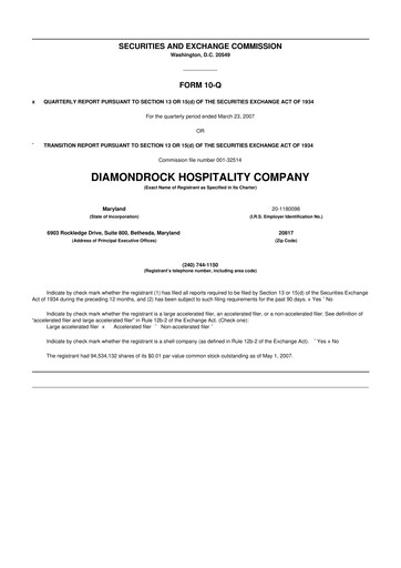 Thumbnail Diamondrock Hospitality Company 10-Q Quarterly Report FY 