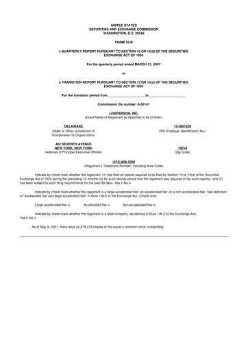 Thumbnail LivePerson 10-Q Quarterly Report FY 