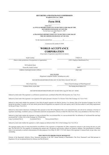 Thumbnail World Acceptance Corporation 10-K Annual Report 