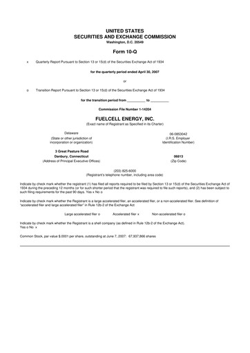 Thumbnail FuelCell Energy
 10-Q Quarterly Report FY 