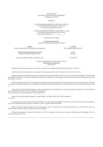 Thumbnail Nathan's Famous 10-K Annual Report 