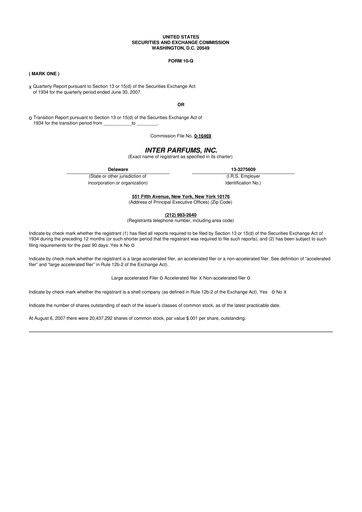 Thumbnail Interparfums 10-Q Quarterly Report FY 
