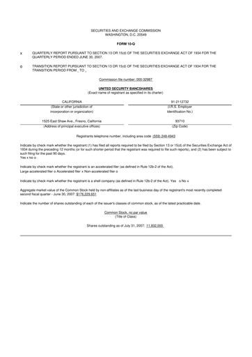 Thumbnail United Security Bancshares 10-Q Quarterly Report FY 