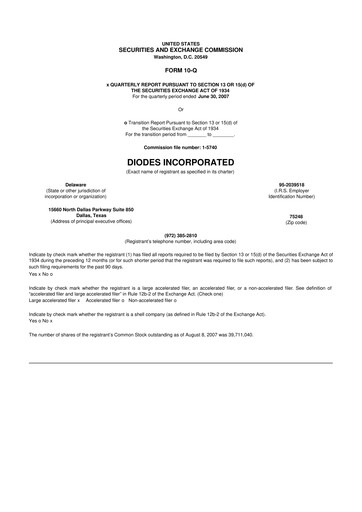 Miniature Diodes Incorporated 10-Q Rapport trimestriel  