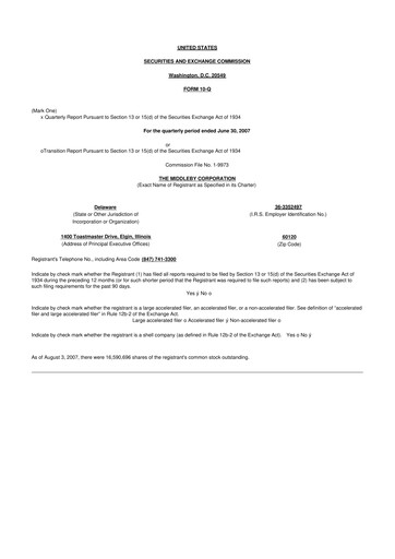 Thumbnail Middleby 10-Q Quarterly Report FY 