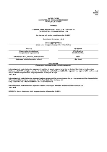 Thumbnail Nucor
 10-Q Quarterly Report FY 