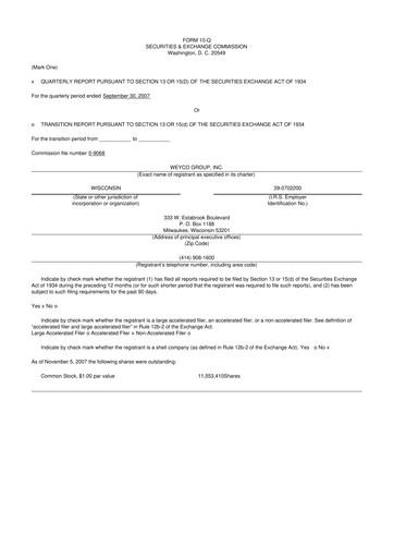 Thumbnail Weyco Group 10-Q Quarterly Report FY 