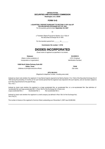 Miniature Diodes Incorporated 10-Q Rapport trimestriel  