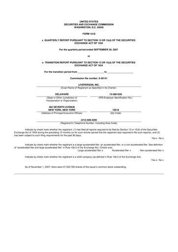 Thumbnail LivePerson 10-Q Quarterly Report FY 