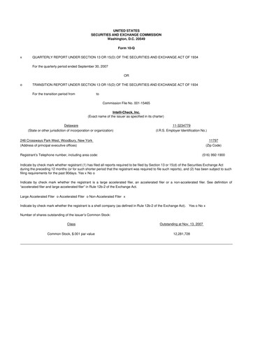 Miniature Intellicheck 10-Q Rapport trimestriel  
