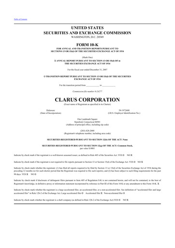 Thumbnail Clarus
 10-K Annual Report 