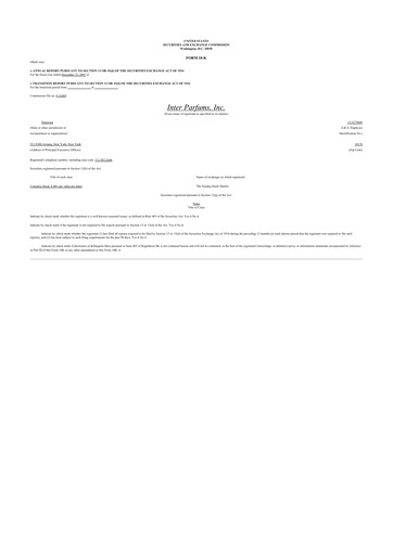 Thumbnail Interparfums 10-K Annual Report 