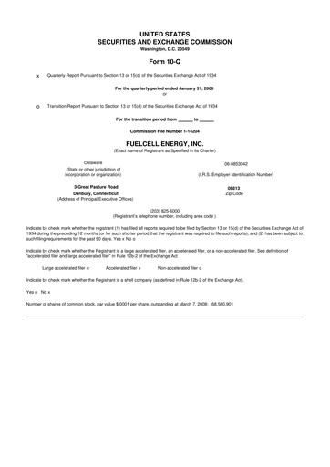 Thumbnail FuelCell Energy
 10-Q Quarterly Report FY 