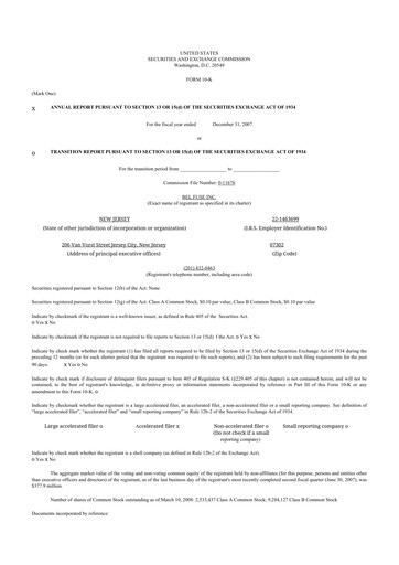 Vorschaubild Bel Fuse 10-K Jahresbericht 