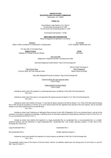 Miniature Smith-Midland Corporation 10-K Rapport annuel 