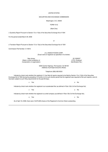 Thumbnail J&J Snack Foods
 10-Q Quarterly Report FY 