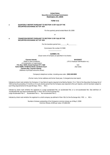 Vorschaubild Garmin 10-Q Quartalsbericht  