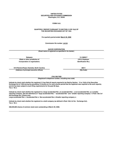 Thumbnail Nucor
 10-Q Quarterly Report FY 